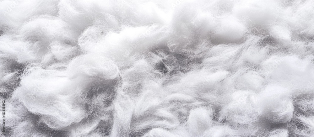 Poster soft white cotton fibers against a plastic background creating an abstract texture with ample empty 