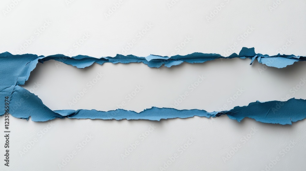 Leinwandbilder Torn blue shelf label with blank space for text on a clean background suitable for use in product displays or promotional materials