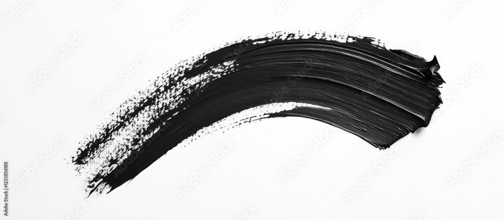 Aufkleber Black paint stroke on white background creating contrast suitable for artistic design and text overlay with blank space for customization