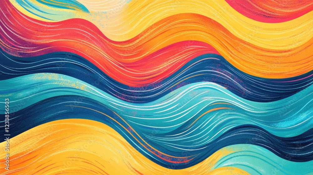 Poster Colorful Abstract Waves Flowing in Harmonious Patterns for Vibrant Art Background