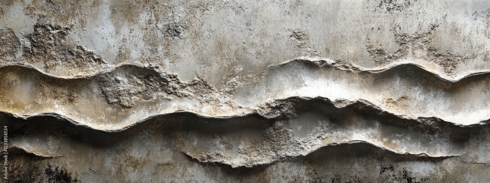 Poster ancient stone texture background with wavy patterns and empty copy space for text in earthy tones