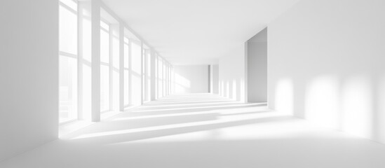 Fototapeta premium Modern Minimalist Office Interior with Expansive White Space and Natural Light for Creative Text Placement