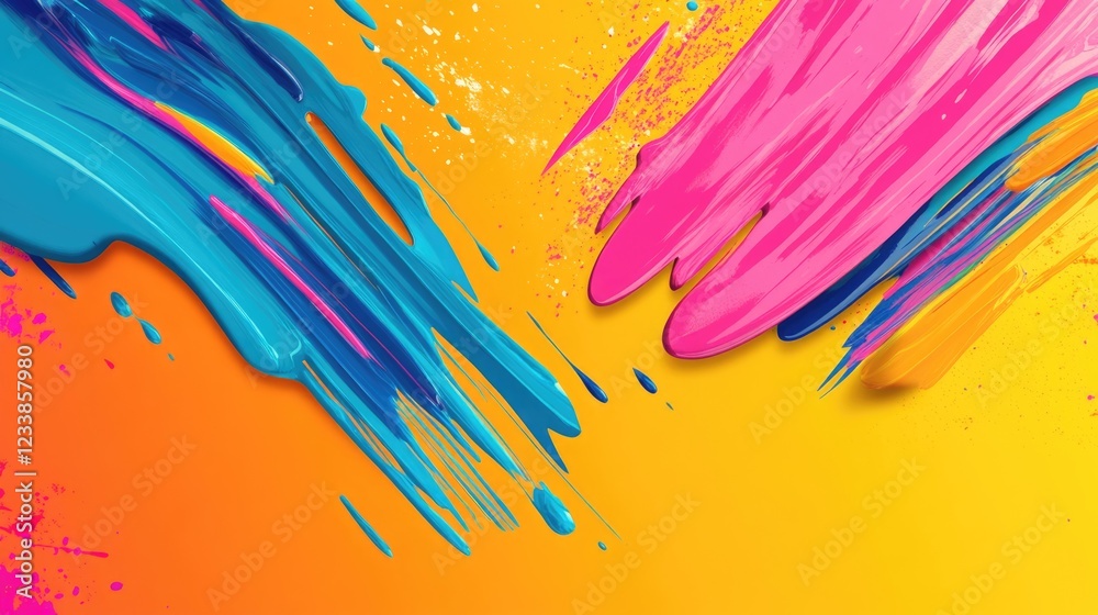 Poster dynamic abstract colorful paint strokes on vibrant background with copy space for creative text and 
