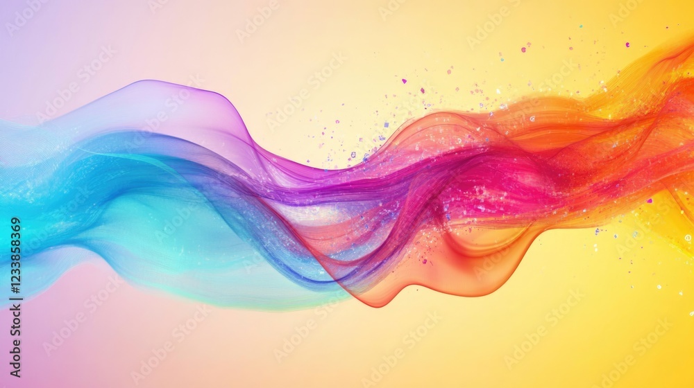 Poster dynamic abstract waves in vibrant colors representing digital marketing concepts with space for text
