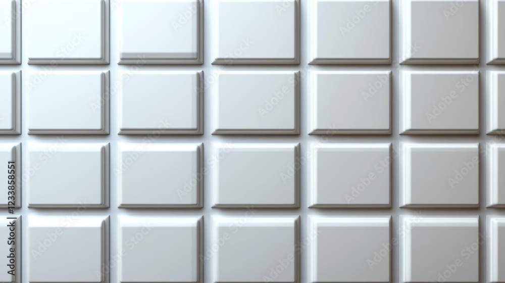 Aufkleber Empty white floor tiles with grid pattern background designed for text placement and modern interior design concepts.