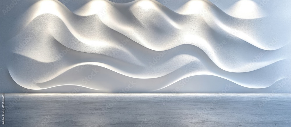 Poster textured wall with white relief patterns and soft lighting creating an ideal backdrop for text or gr