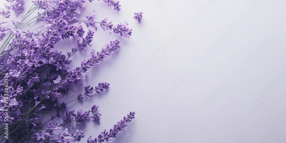 Aufkleber Elegant empty frame mockup with purple floral arrangement ideal for minimalist nursery decor and text placement in sophisticated interiors