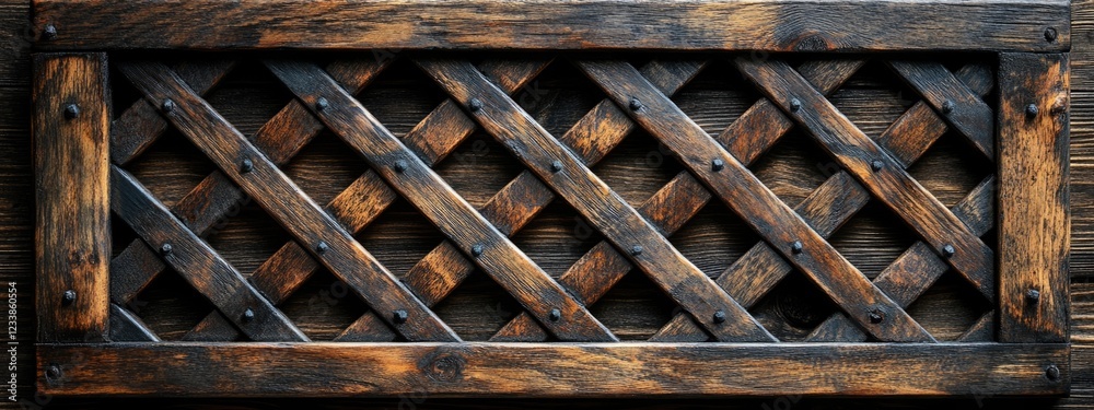 Poster warm wooden background featuring intricate lattice design with ample empty space for text or overlay