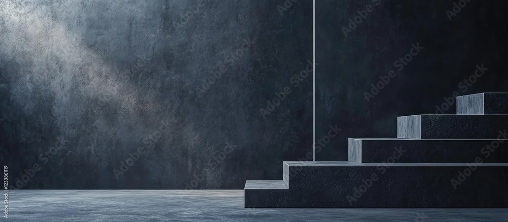 Poster Minimalist Gray Background with Clay Texture and Steps for Product Display Ideal for Presentations and Copy Space in Modern Design