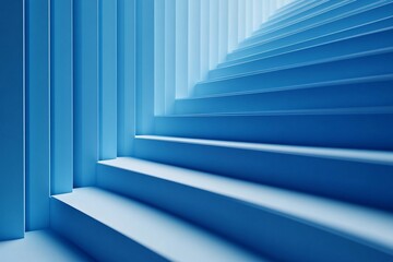 Obraz premium Abstract Blue Staircase Ascending Modern Design