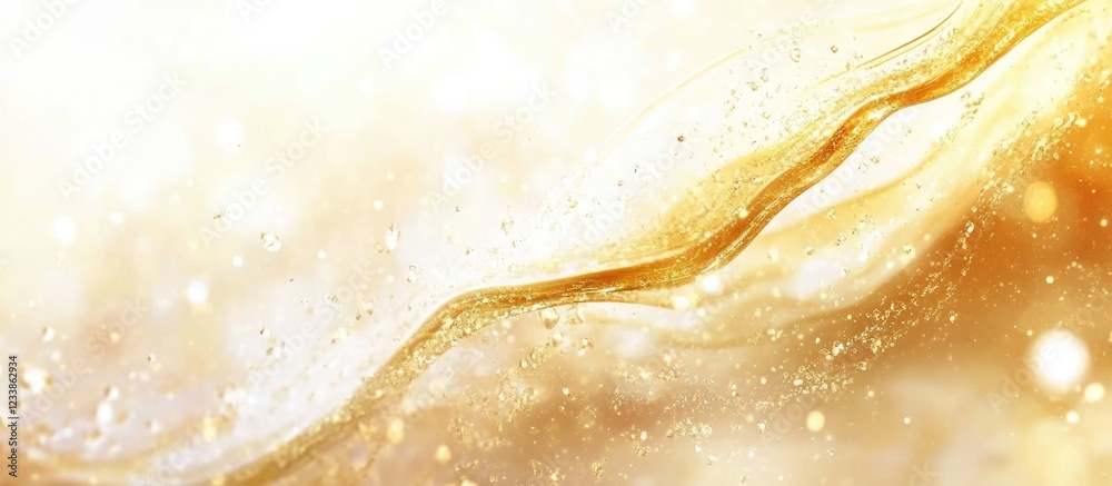 Fototapete Elegant golden wave liquid background with abstract design and ample space for text ideal for advertising or promotional materials.