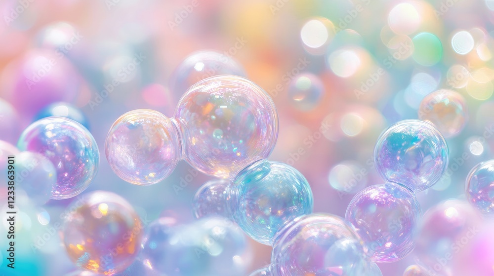 Fototapete pastel bubble bokeh background with colorful orbs creating a dreamy and captivating atmosphere in a 