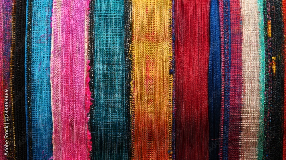 Fototapete colorful close up of textile spools showcasing various vibrant threads with ample blank space for cr