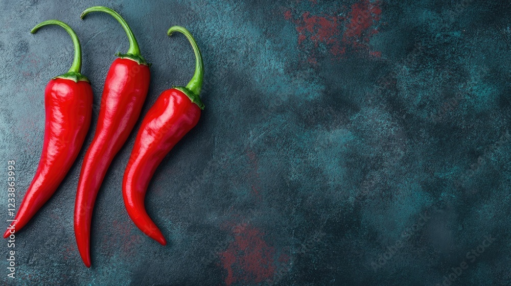 Poster fresh red peppers on dark background with copyspace for text healthy cooking and culinary ingredient
