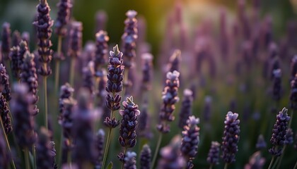Obraz premium Lavender Field at Sunset: A Serene and Romantic Image