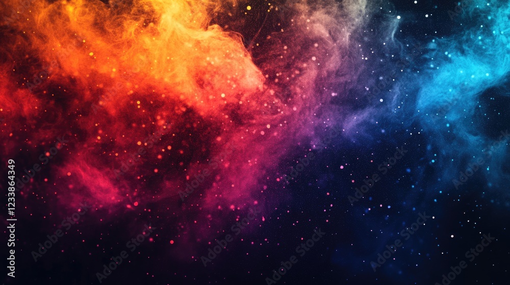 Poster Vivid Color Explosion on Dark Background with Space for Text or Design Elements