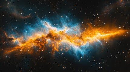 Obraz premium Cosmic nebula with vibrant colors and dark galactic backdrop ideal for space themed designs and scientific illustrations.