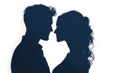 Fototapeta premium Silhouette of a couple in love with empty copyspace for text or message showcasing intimacy and connection in a close-up portrait style