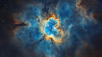 Obraz premium Cosmic Playground Nebula Swirls in Azure Hues Capturing the Mystery and Wonder of the Universe with Vibrant Space Colors