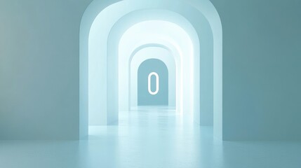 Fototapeta premium Countdown Timer in Minimalist Archway Design with Five Minutes Remaining for Escape Scenario