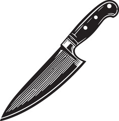 Black Chef's Knife Silhouette Vector, High Quality Illustration on White Background