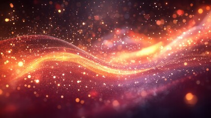 Fototapeta premium Sparkling wave, glowing energy, dark background, holiday design