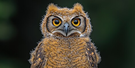 Obraz premium Majestic Great Horned Owl Portrait: A Stunning Close-Up