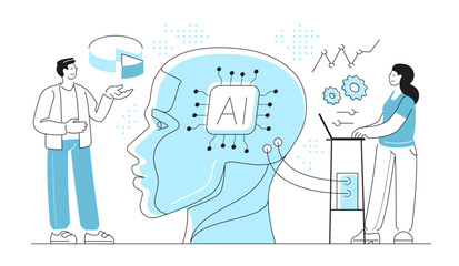 Collaboration of humans and artificial intelligence. Robotic process automation of business workflows. Engineering
