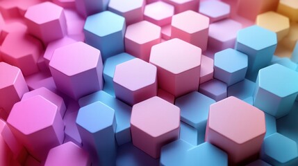 Obraz premium Abstract Hexagon Pattern: A Symphony of Pastel Hues