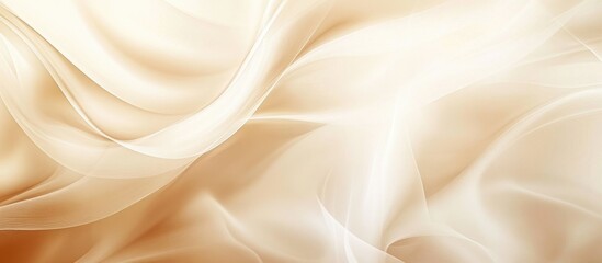 Beige silk fabric texture with soft flowing waves suitable for background design. Copy Space.