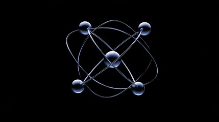 Abstract depiction of cosmic nitrogen atom with empty copyspace illustrating hydrogen element in a dark universe background.