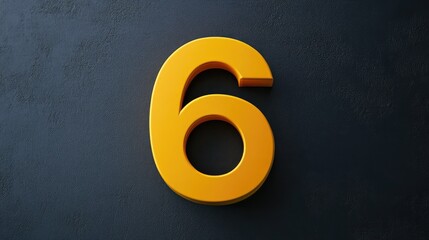 Bold Yellow Number 6 on Textured Black Background in Minimalist Helvetica Design Showcasing Modern Typography and Color Contrast
