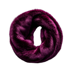 Faux Fur-Lined Scarf in Deep Purple Isolated on Transparent Background