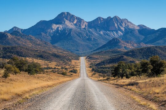 Endless road leading to majestic mountain range