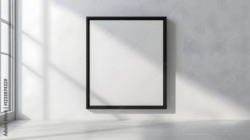 Poster bright and airy modern interior with large window frame casting natural light and minimalist design 