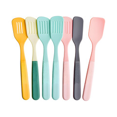 Colorful Minimalist Silicone Spatula Set Isolated on Transparent Background