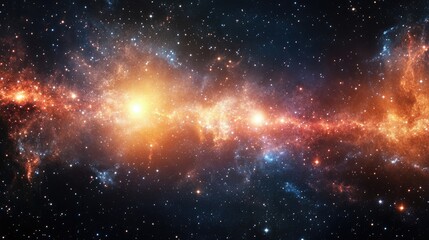 Fototapeta premium Cosmic Galaxy with Vibrant Stars and Nebulae against Dark Night Sky for Space-Themed Backgrounds and Designs