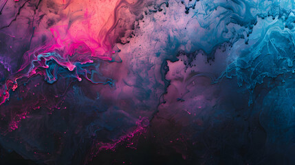 Abstract fluid art with vibrant colors blending in a cosmic-like design.