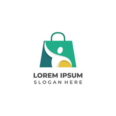Shopping Bag Logo with Human Icon for Retail Brands