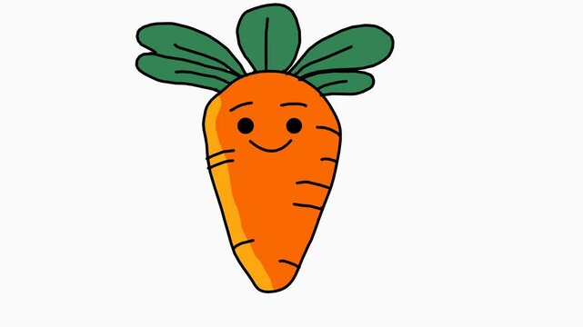 Hand drawn cartoon animation smiling carrot