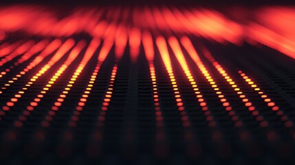 Closeup of a glowing digital binary matrix with vibrant codes and empty space for text showcasing advanced technology and data solutions