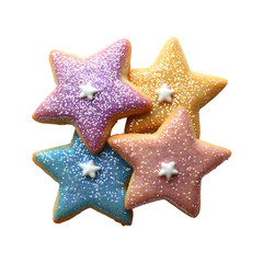 Star-Shaped Cookies with Edible Glitter Isolated on Transparent Background