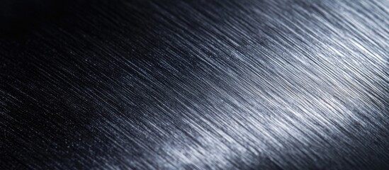 Brushed metal surface texture with highlights and shadows suitable for industrial backgrounds and design elements Copy Space