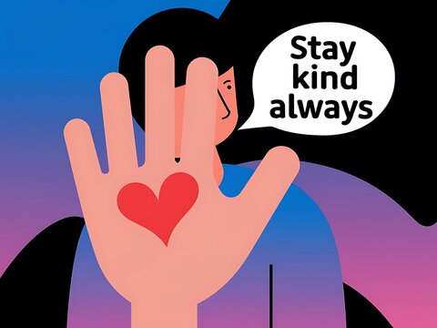A Hand Displays a Heart Promoting Kindness Always