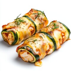 Thinly sliced zucchini rolled with chicken