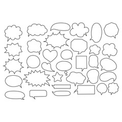 Speech Bubble set. Set of speak bubble text, chatting box, message box outline cartoon vector illustration design. 