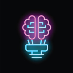Neon brain transforming into a light bulb, representing the power of ideas, creativity, and innovation