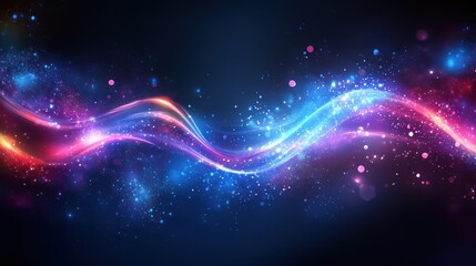 Obraz premium Glowing wave, cosmic dust, dark space, vibrant energy, abstract design