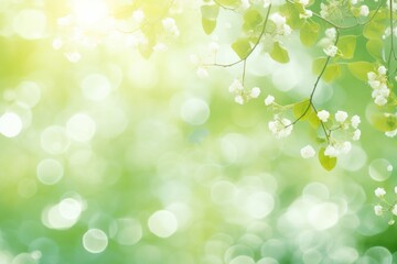 Fototapeta premium Green light bokeh background nature backgrounds sunlight.