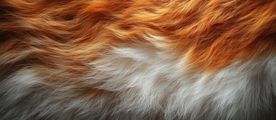 Close-up of soft fur texture in orange and white colors suitable for background use with Copy Space